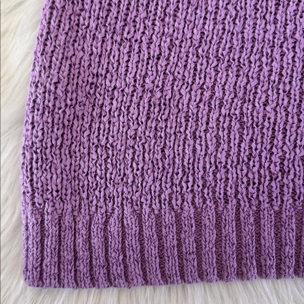 J. Crew Pointelle Purple Lavender High-Neck Textured Knit Sweater Tank Top S